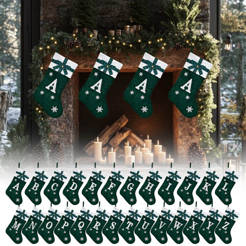 Gebreide wollen kerstsok groen 1 stuk