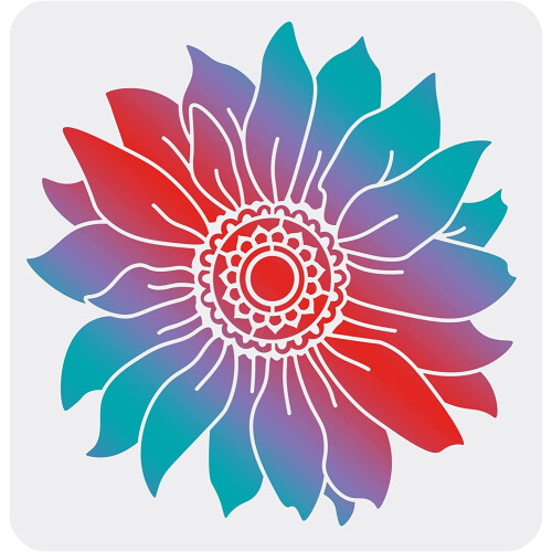 Sunflower stencil reusable for wood floor wall tile acrylic