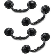 Black Bail Pull Handles for Furniture 4 pcs 64mm Hole Center