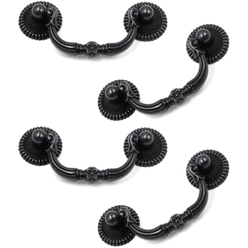 Black Bail Pull Handles for Furniture 4 pcs 64mm Hole Centre