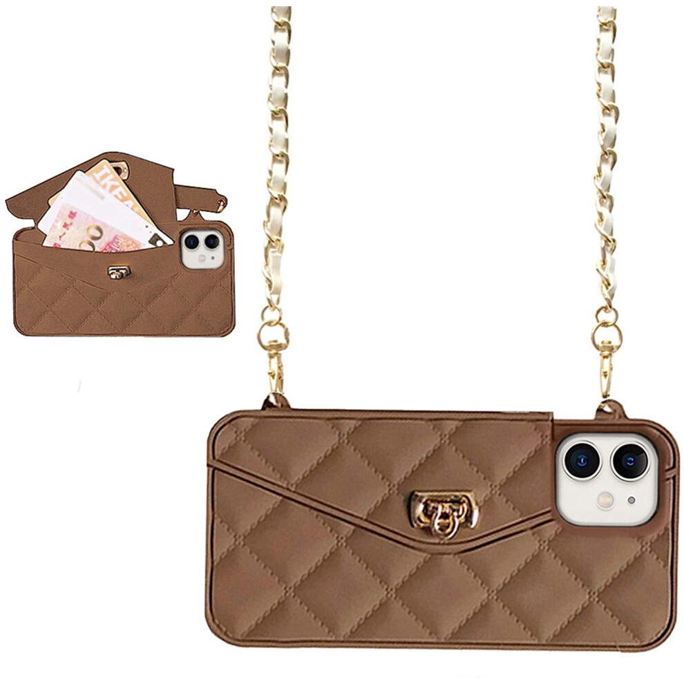 Iphone 15 Plus Wallet Case Light Luxury Flip Purse Brown 9558830630474