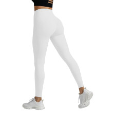 Women's High-Waisted Ribbed Yoga Pants White Opaque