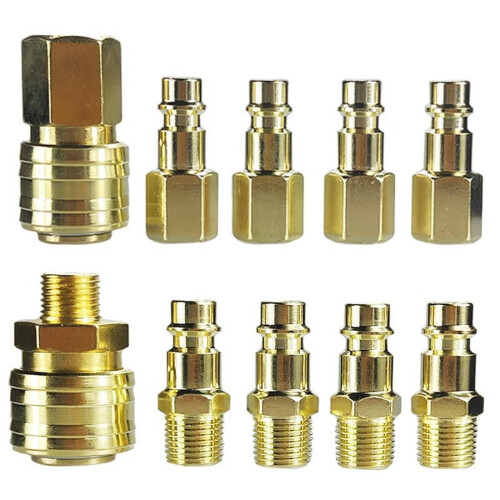 Brass Air Coupler and Plug Kit 10 pcs 1/4 inch BSP