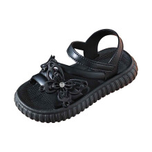Girls' breathable sandals for toddlers and kids, black,