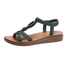 Women's Roman Strap Flat Sandals – Elastic Slip-On, Size