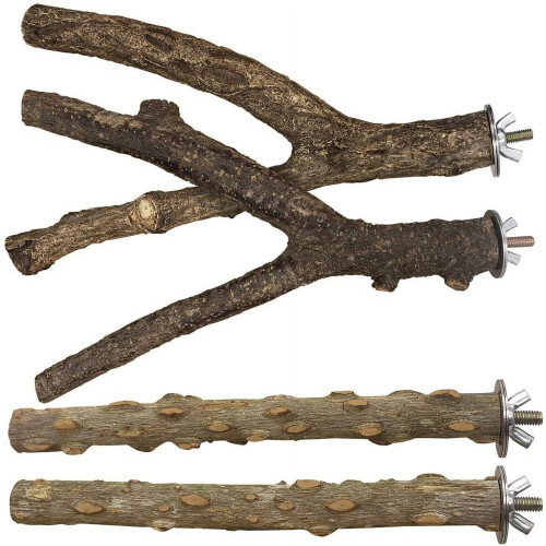 Natural Wood Bird Perch Stand 4 pcs