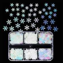 White Snowflake Sequins Christmas Ornament Mixed Sizes