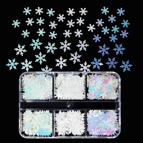 White Snowflake Sequins Christmas Ornament Mixed Sizes