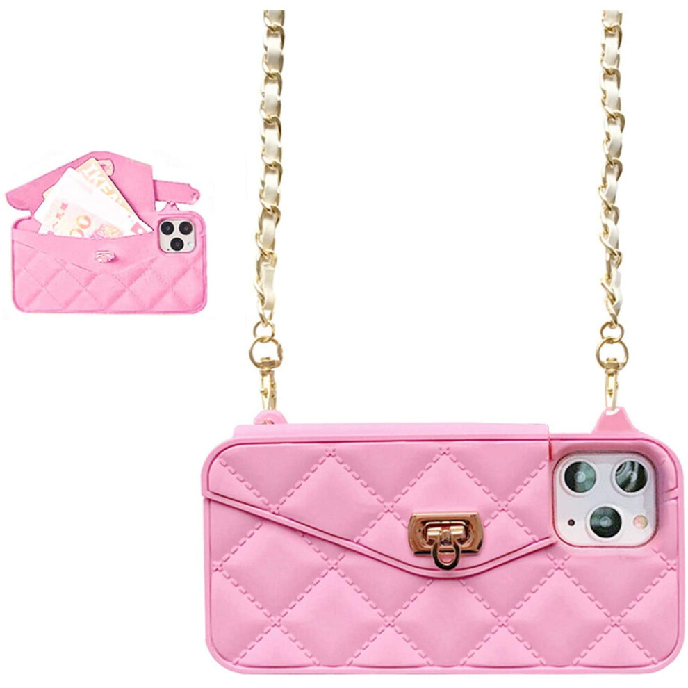 Iphone 14 Pro Max Wallet Case Soft Silicone Pink 9558830623780