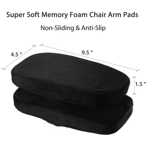 Memory Foam Armrest Pads for Office Chairs Black Set of 2 1
