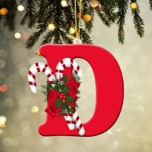 Christmas Ornament Acrylic Letter Personalized 3.9 in Red
