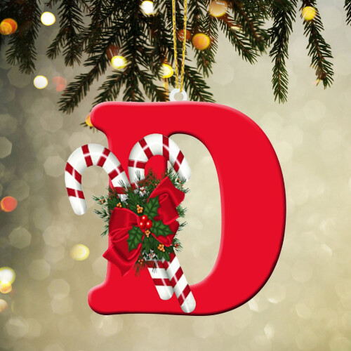 Christmas Ornament Acrylic Letter Personalized 3.9 in Red