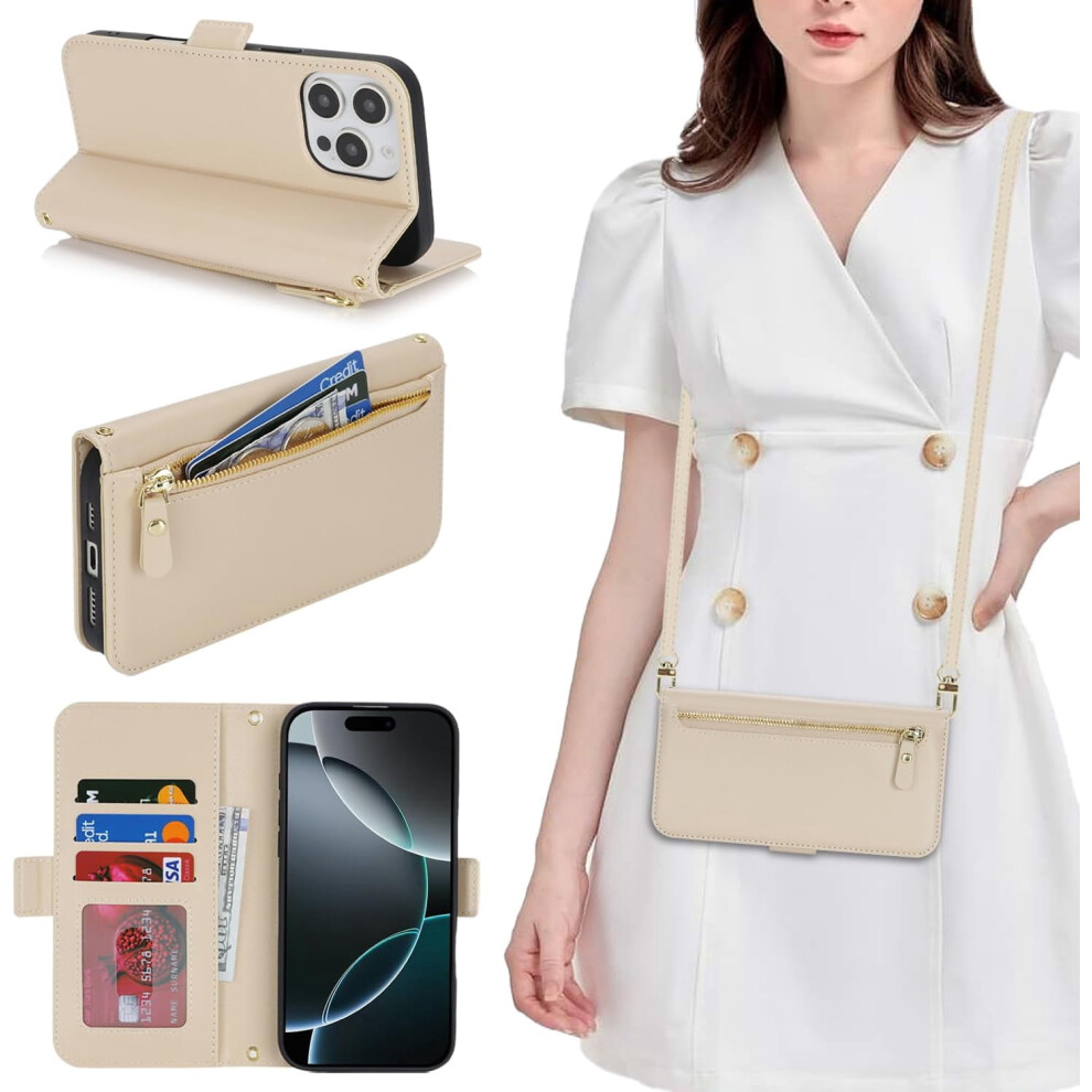 Iphone 16 Pro Wallet Case Pu Leather Flip Cover With Zipper 9101399868873