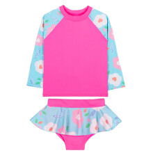 Girls' swim shirt rash guard floral print crew neck 18-24