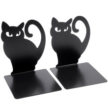 Cat-Shaped Book Ends Black 2 Pcs