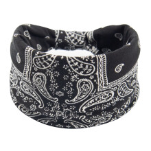 Breites Boho-Haarband für Damen mit Knoten, Blumenmuster, elastisch