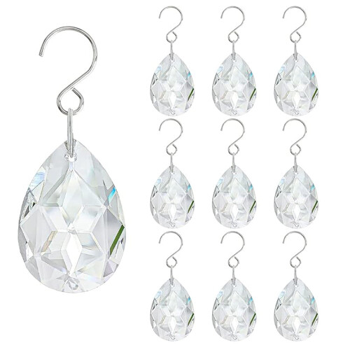 Clear Glass Crystal Teardrop Ornaments 10 pcs