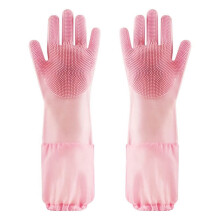 Food-Grade Silicone Dish Scrubbing Gloves 17.3x6.7 In