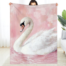 White Swan Flannel Blanket 60x80in Soft Warm Durable