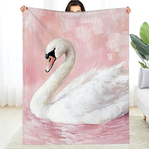 White Swan Flannel Blanket 60x80in Soft Warm Durable