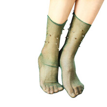 Transparente Rüschenspitzen-Knöchelsocken für Damen, Grün, Einheitsgröße
