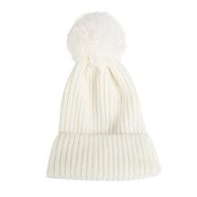 Beanie Hat Winter Fleece Warm Knitted Hat White