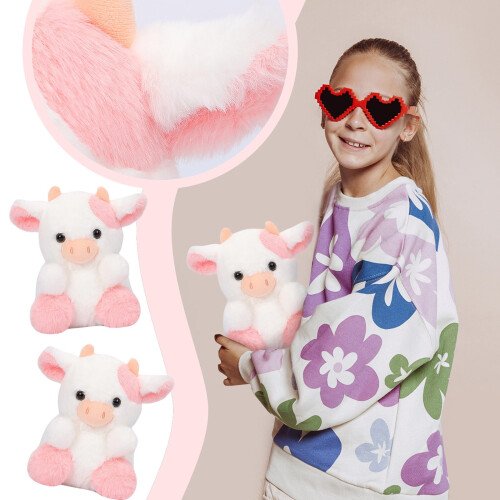 Pink Cow Plush Toy 7.8 Inch Tall