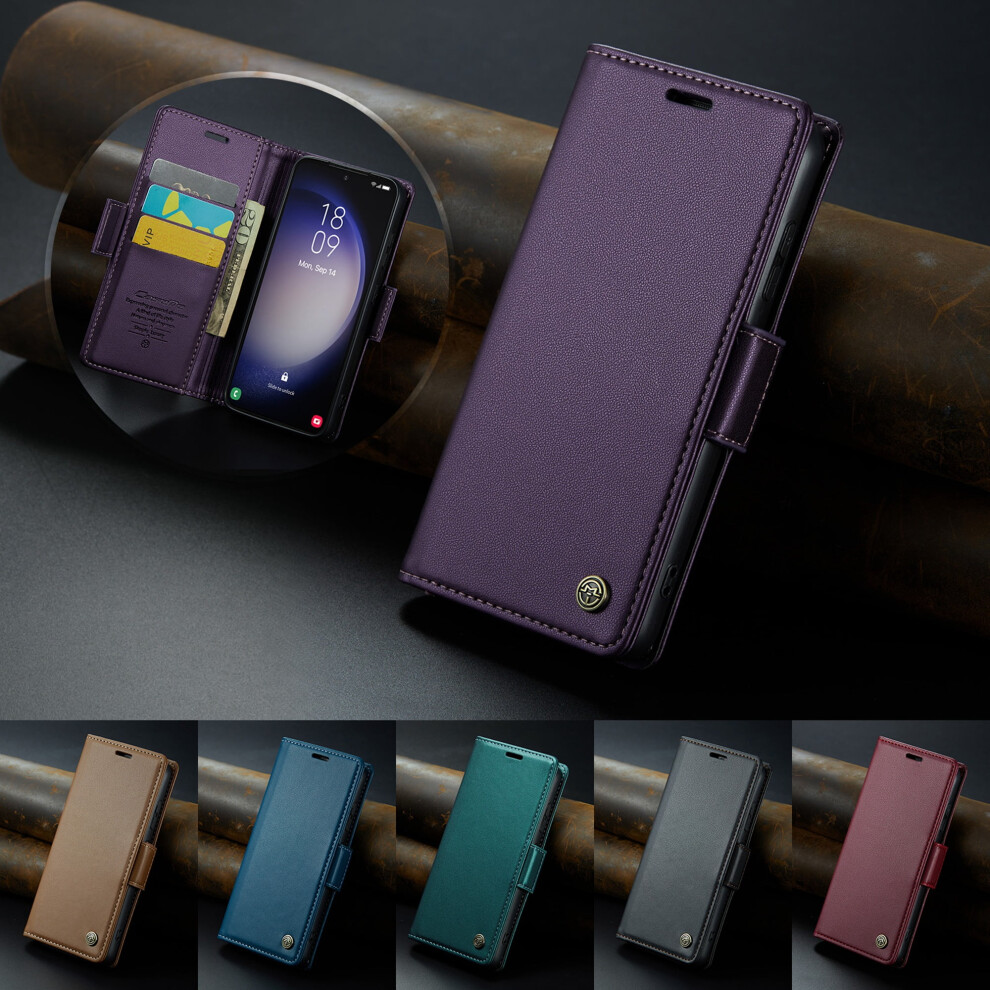 Rfid Blocking Wallet Case For Iphone 14 Pu Leather Purple 9132278403366