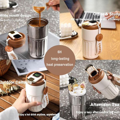 LED Temperature Display Water Bottle 450ml Stainless Steel 1