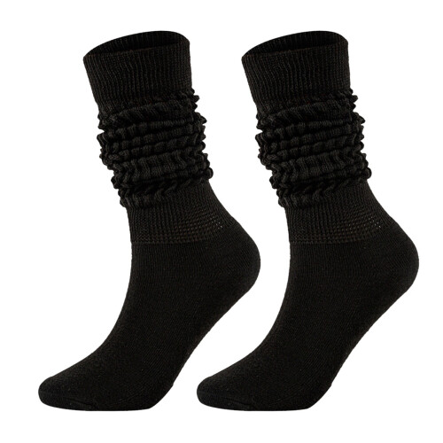 Men's Wool Thermal Socks Black Medium High Tube One Size
