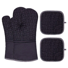 Silicone Oven Mitts Pair Black One Size