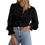 Women's Button-Down Lace Long Sleeve Top Black 1