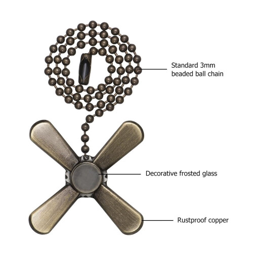 Ceiling Fan Pull Chain Frosted Glass 12 Inch Silver 2