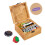 Kit de costura de madeira com caixa de madeira, linha, tesoura e agulhas. 1