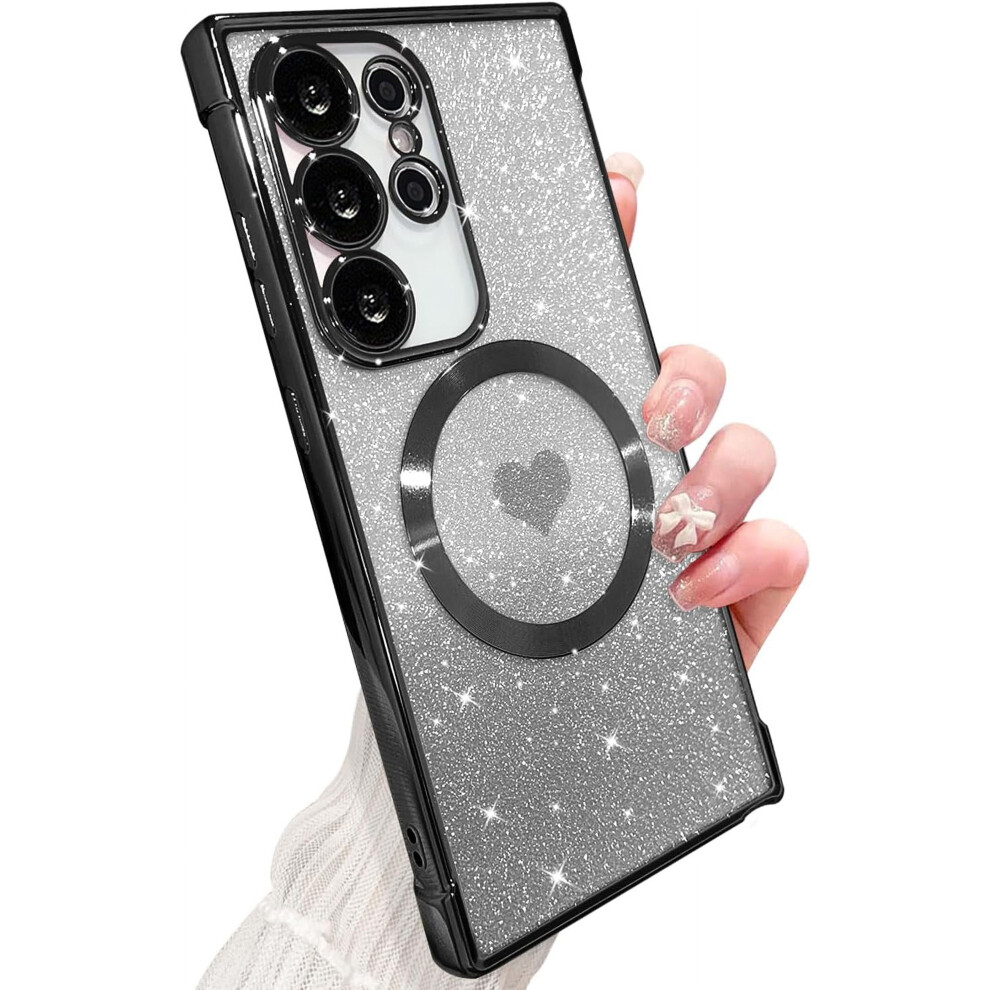 Magnetic Glitter Heart Clear Case For Samsung Galaxy S24 9558830640220