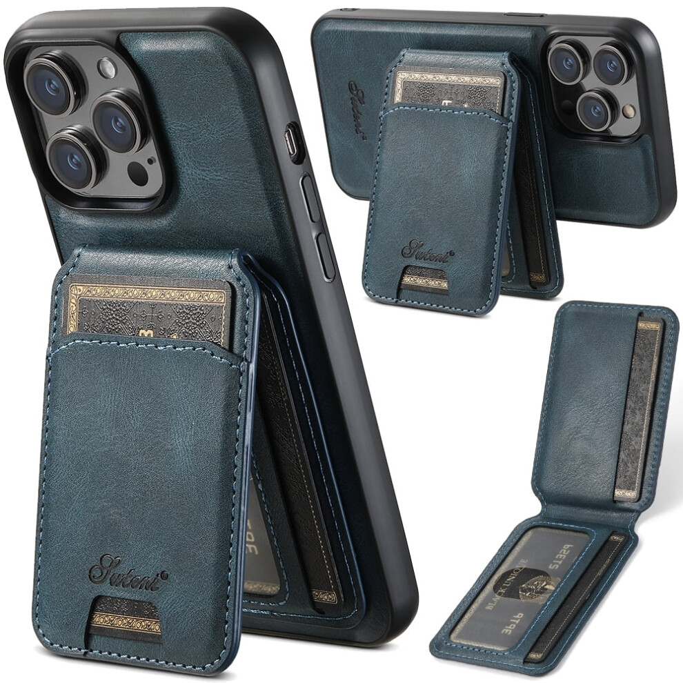 Magsafe Wallet Case For Iphone 15 Pro Max Pu Leather Blue 9132278402321