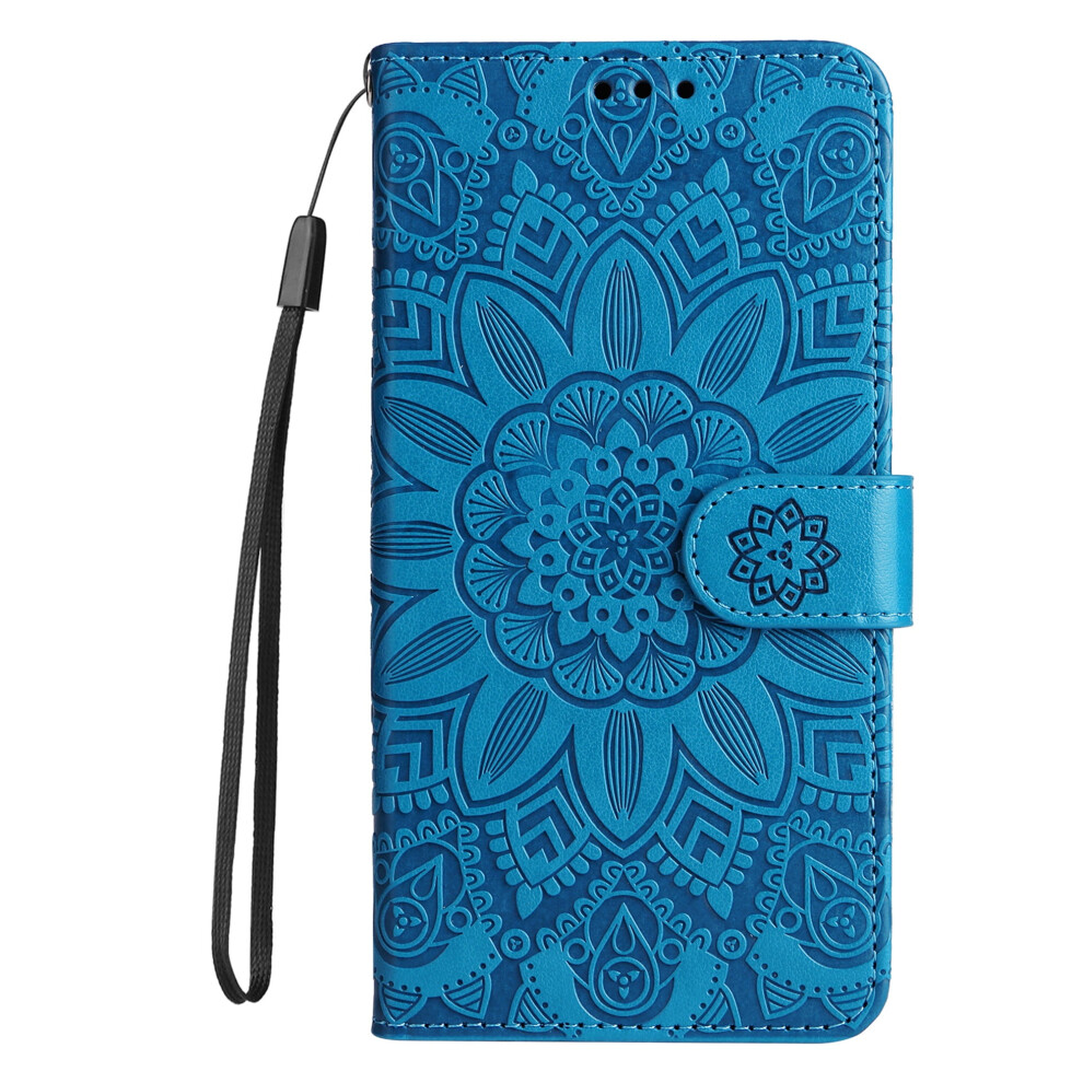 Iphone 8 Plus And 7 Plus Wallet Case Embossed Flower Blue 9132278404691