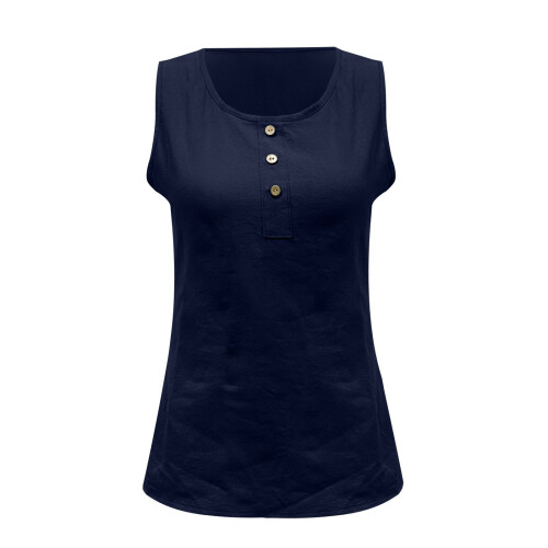 Women's Linen Tank Top Navy M