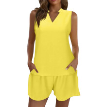 Women's Yellow Summer Loungewear Set XXL