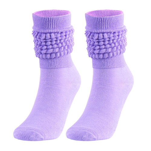 Men's Wool Thermal Socks Purple Medium High Tube Bubble
