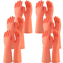 Long Rubber Cleaning Gloves Latex Warm Insulated 6 Pairs