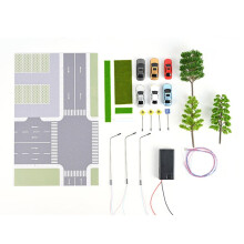 Diorama Car Parking Lot Model with LED Roadway and Trees