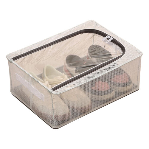 Clear Foldable Shoe Storage Box with Lid PVC Dust-Proof