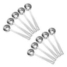 Coffee Measuring Scoop 1 Tablespoon Long Handle Stainless Steel Spoon for Coffee, Milk Powder, Fruit Powder, Set of 10