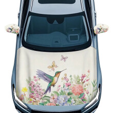 Hummingbird Flower Car Hood and Mirror Cover Set