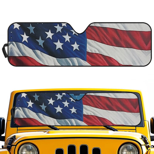3D USA Flag Windshield Sun Shade for Jeep Wrangler