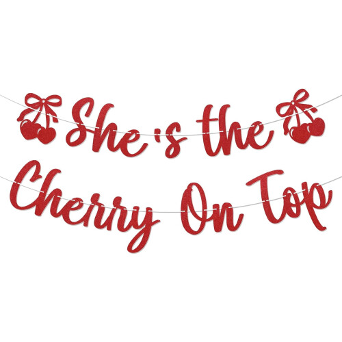 Cherry Bachelorette Banner Red Glitter 1pc