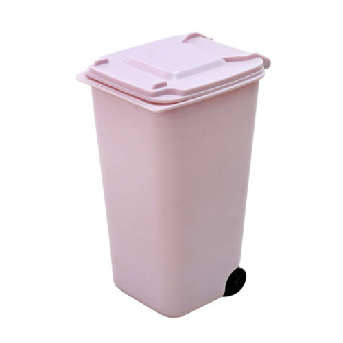 Mini-Mülleimer mit Schwingdeckel, rosa, für Schreibtisch, Auto oder Büro