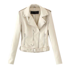 Women's Plus Size Zip-Up Jacket with Notched Lapel White XL