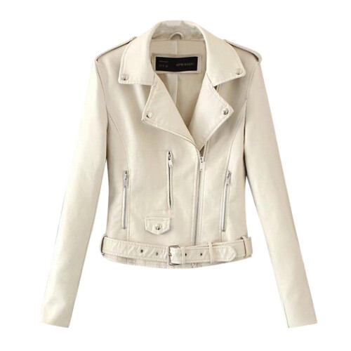 Women's Plus Size Zip-Up Jacket with Notched Lapel White XL